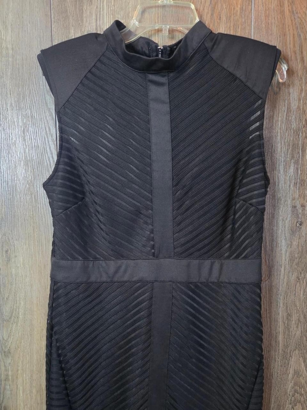 Fashion Nova Black Sleeveless Textured Sheath Dress